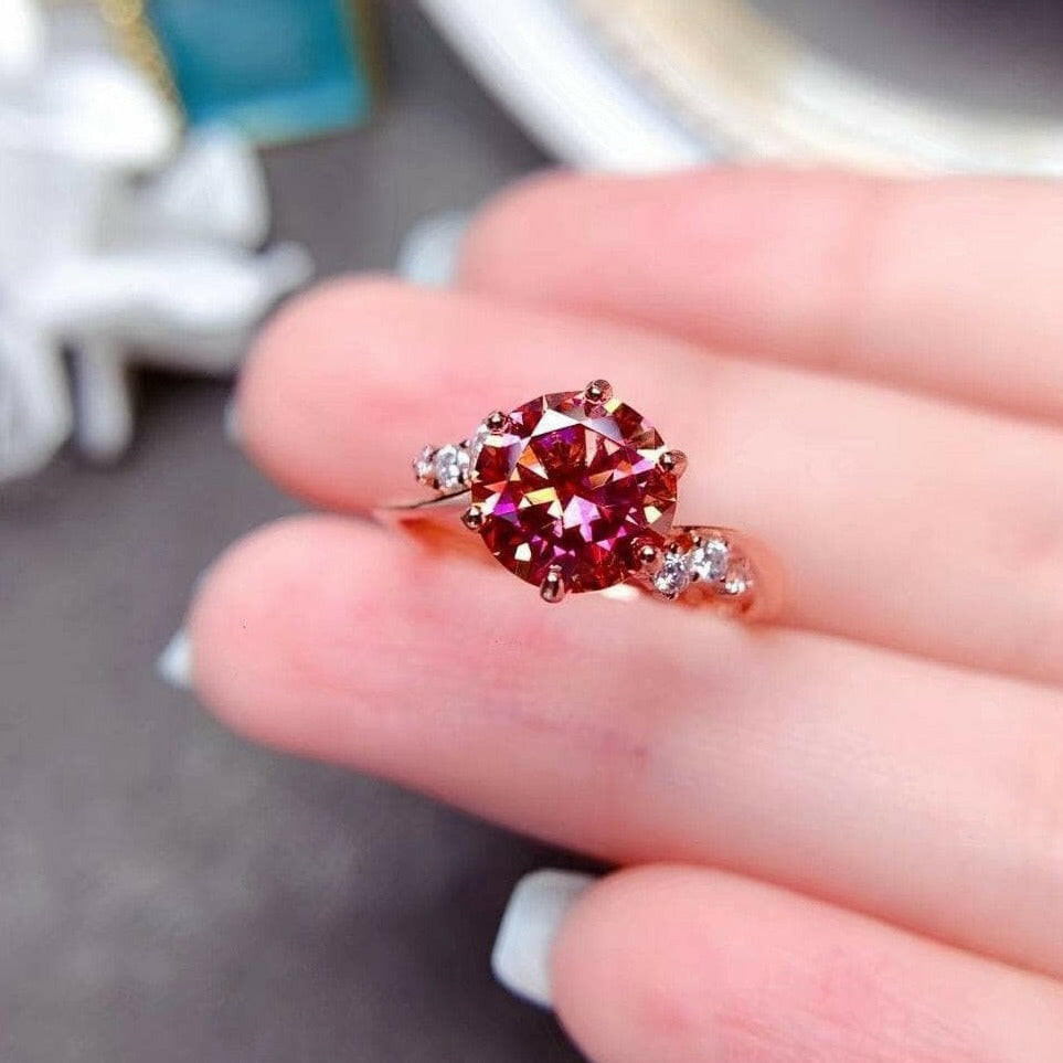 2.0 Ct Red Round Diamond Engagement Ring-Evani Naomi Jewelry