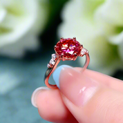 2.0 Ct Red Round Diamond Engagement Ring-Evani Naomi Jewelry
