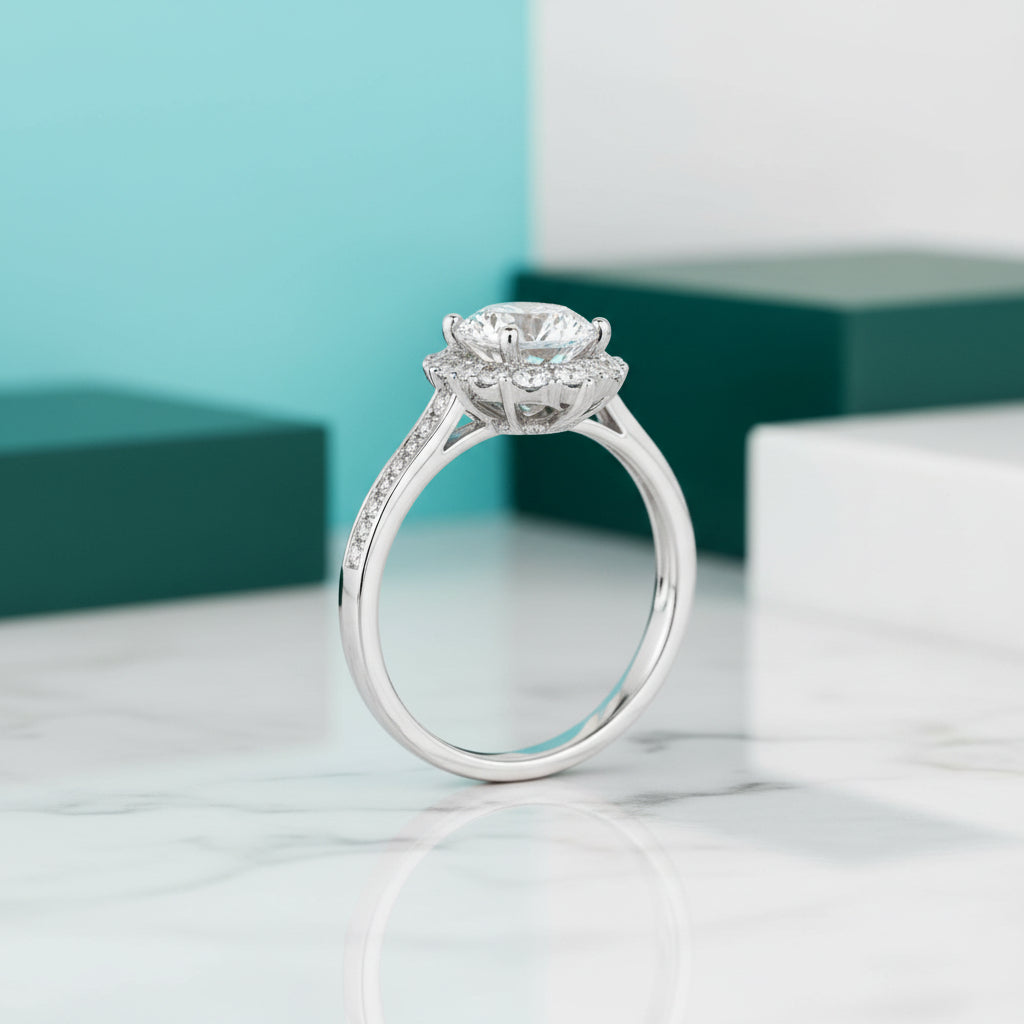 2.0 Ct Round Cut Diamond Halo Engagement Ring-Evani Jewelry