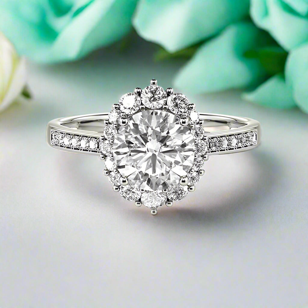2.0 Ct Round Cut Diamond Halo Engagement Ring-Evani Naomi Jewelry