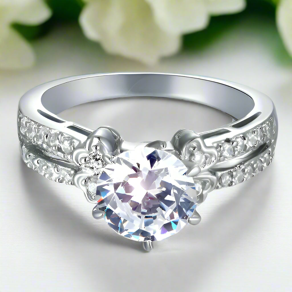 2.0 Ct Round Cut White Gold Engagement Ring-Evani Naomi Jewelry