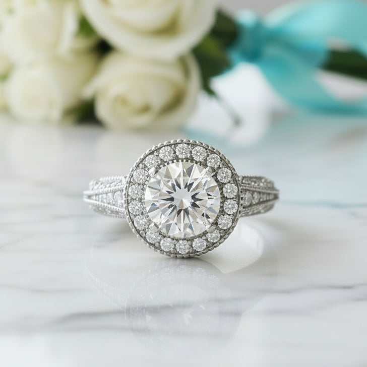 2.0 Ct Round Cut White Gold Diamond Engagement Ring-Evani Jewelry