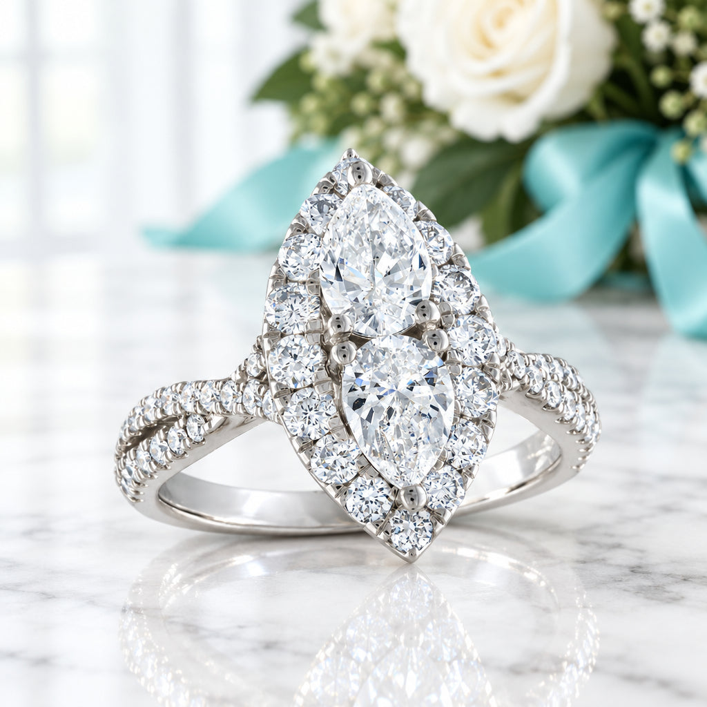 2.0 Ctw Pear Cut Diamonds Engagement Ring-Evani Jewelry