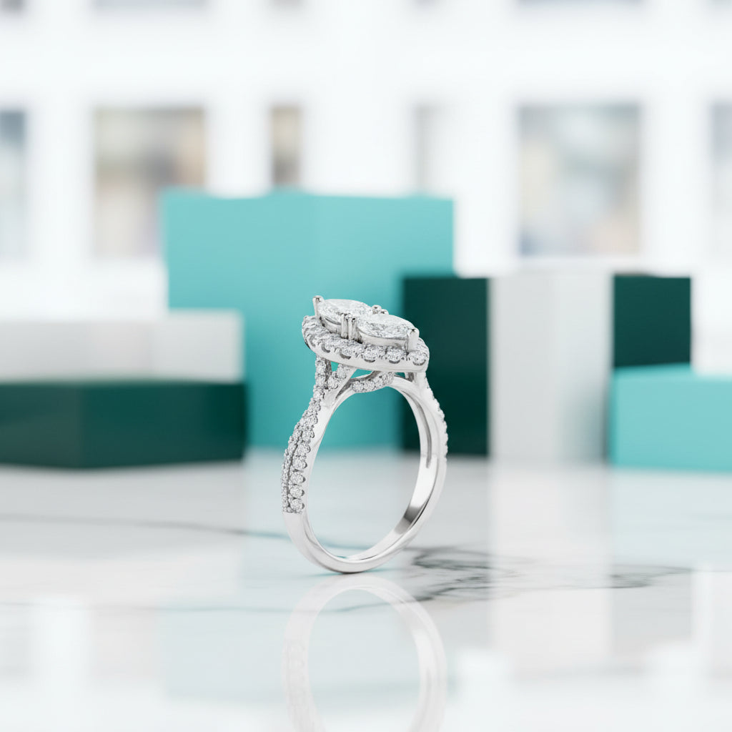 2.0 Ctw Pear Cut Diamonds Engagement Ring-Evani Jewelry