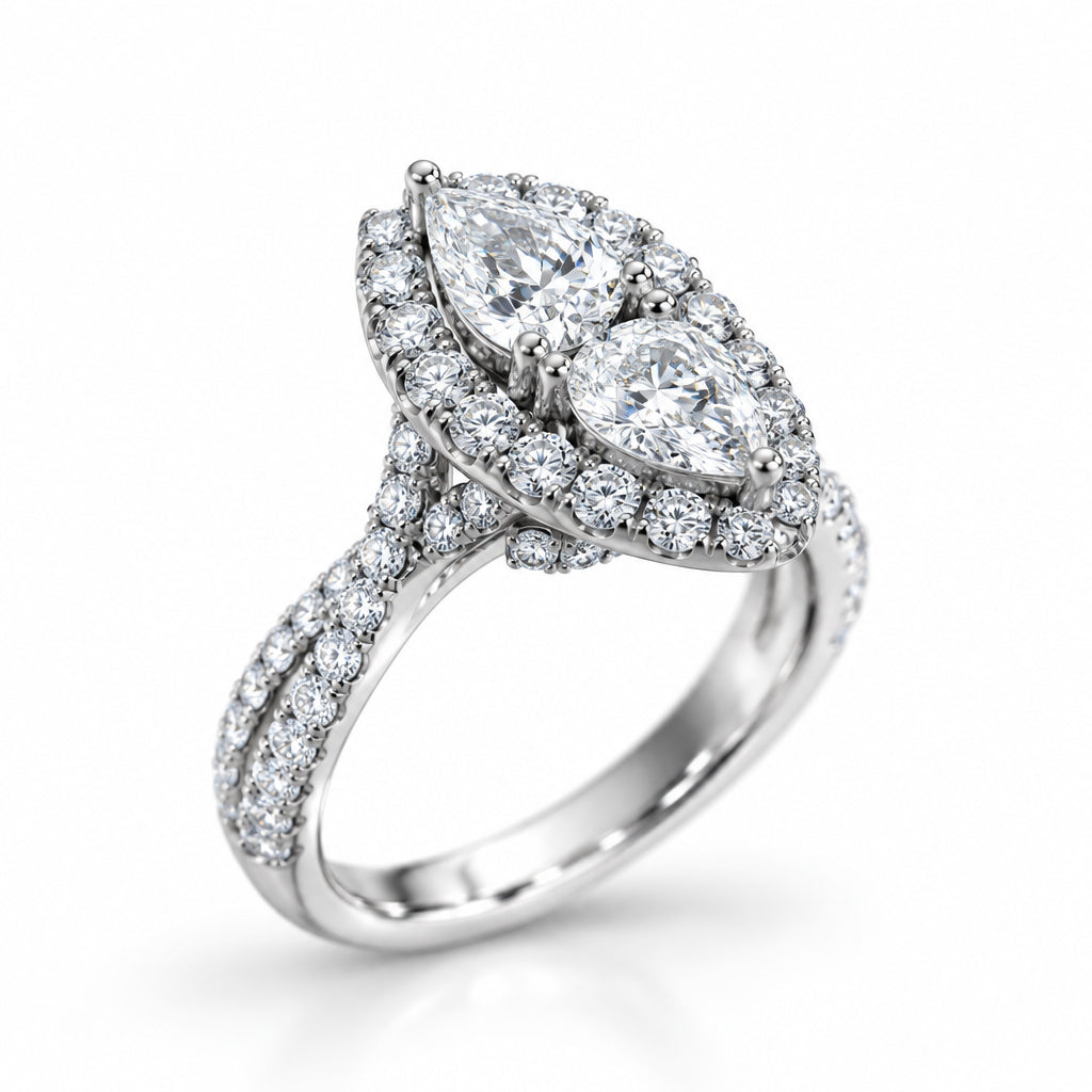 2.0 Ctw Pear Cut Diamonds Engagement Ring-Evani Jewelry
