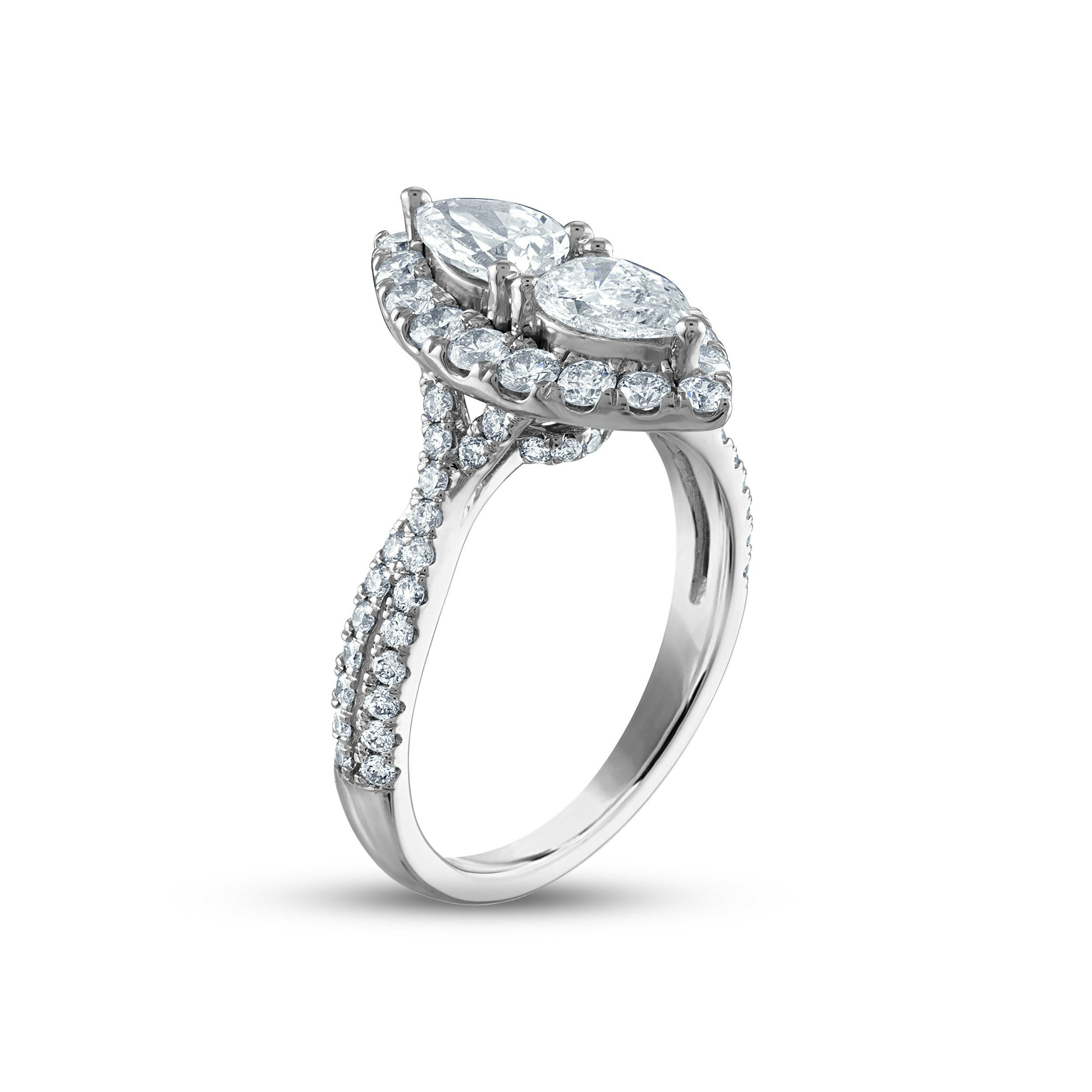 2.0 Ctw Pear Cut Diamonds Engagement Ring-Evani Naomi Jewelry