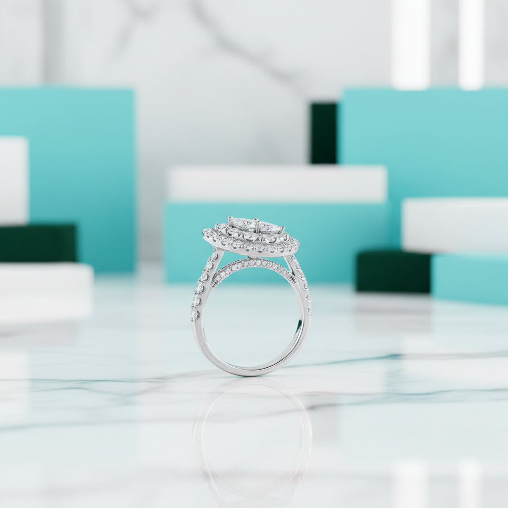 2.0 Ctw Pear Shape Multi Diamonds Engagement Ring-Evani Jewelry