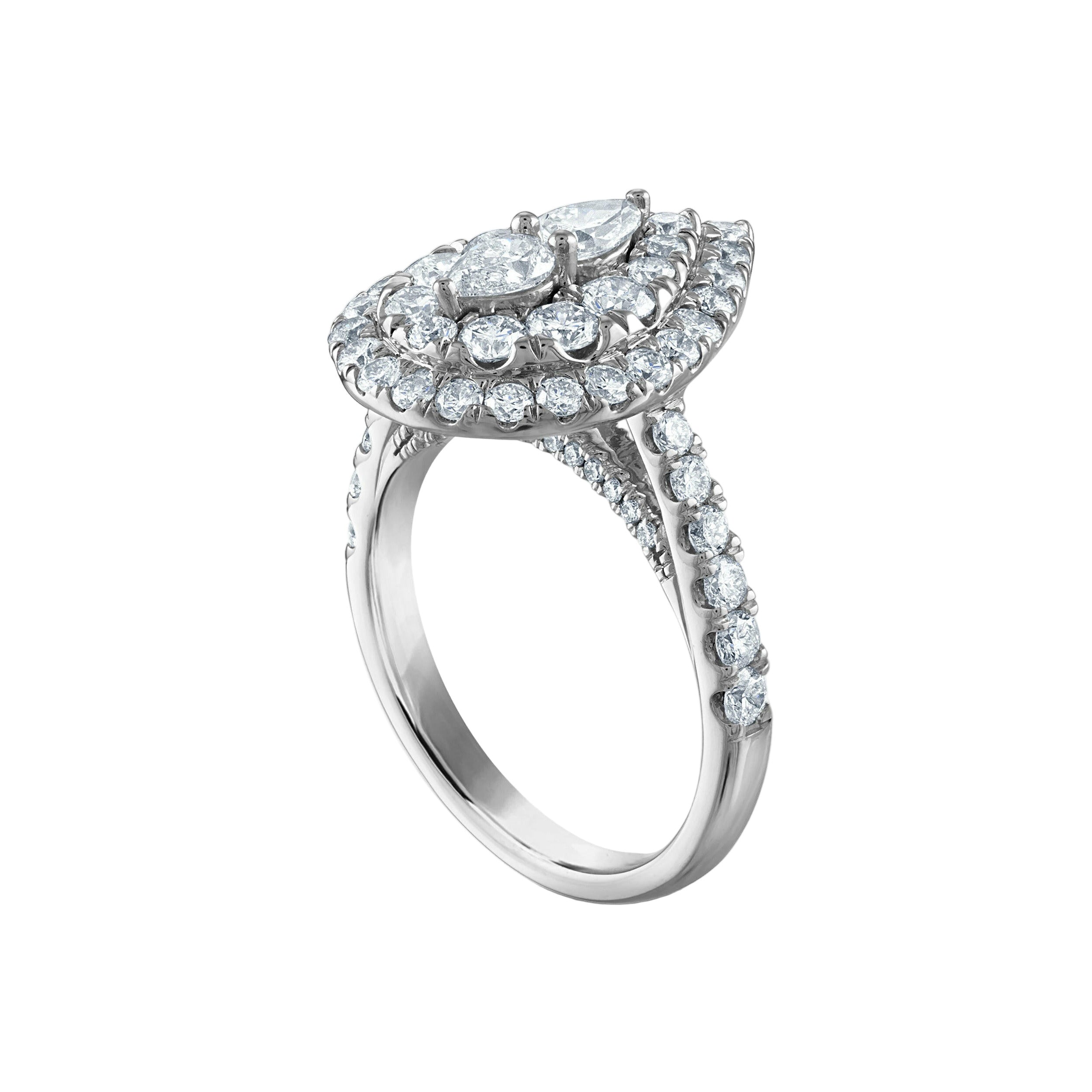 2.0 Ctw Pear Shape Multi Diamonds Engagement Ring-Evani Naomi Jewelry