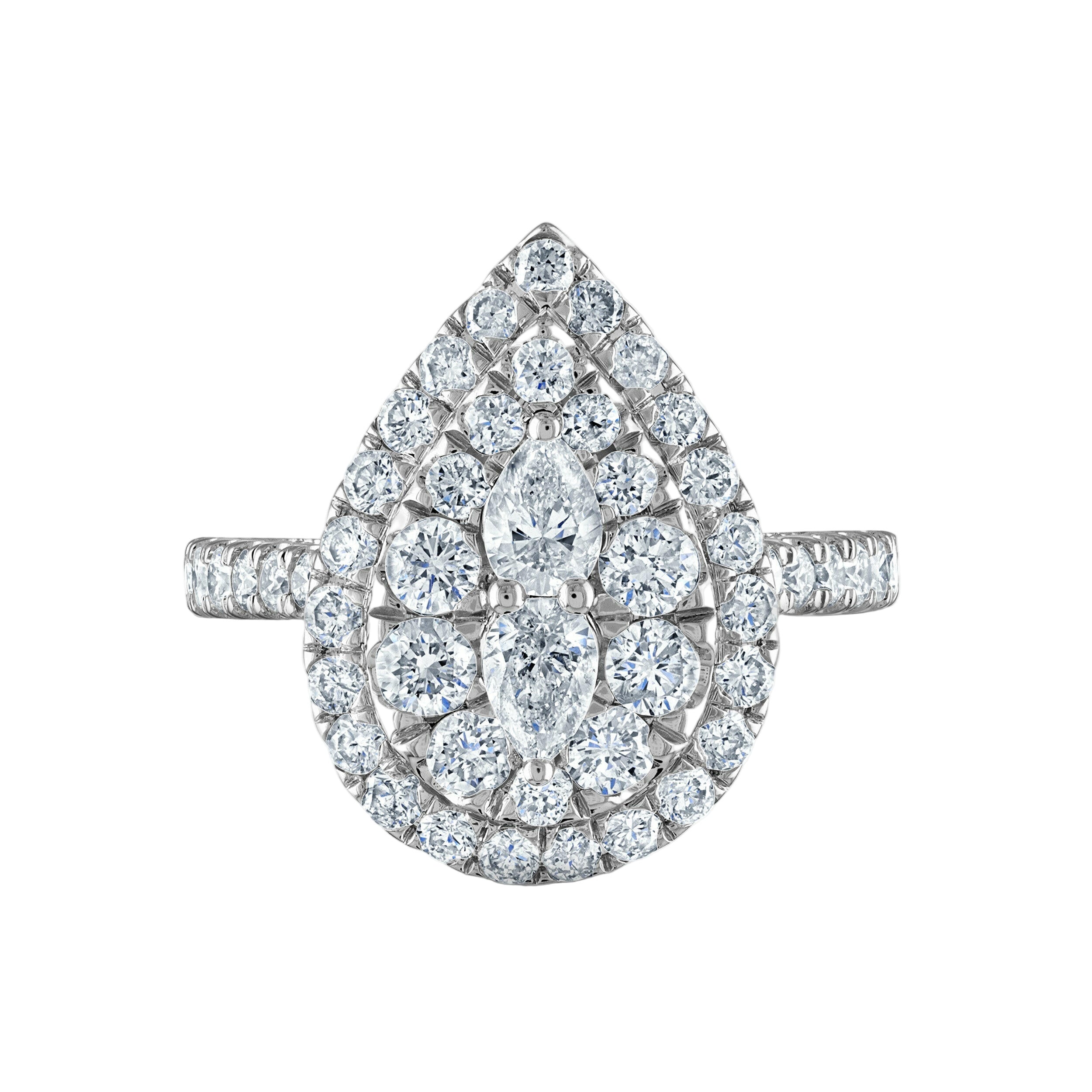 2.0 Ctw Pear Shape Multi Diamonds Engagement Ring-Evani Naomi Jewelry