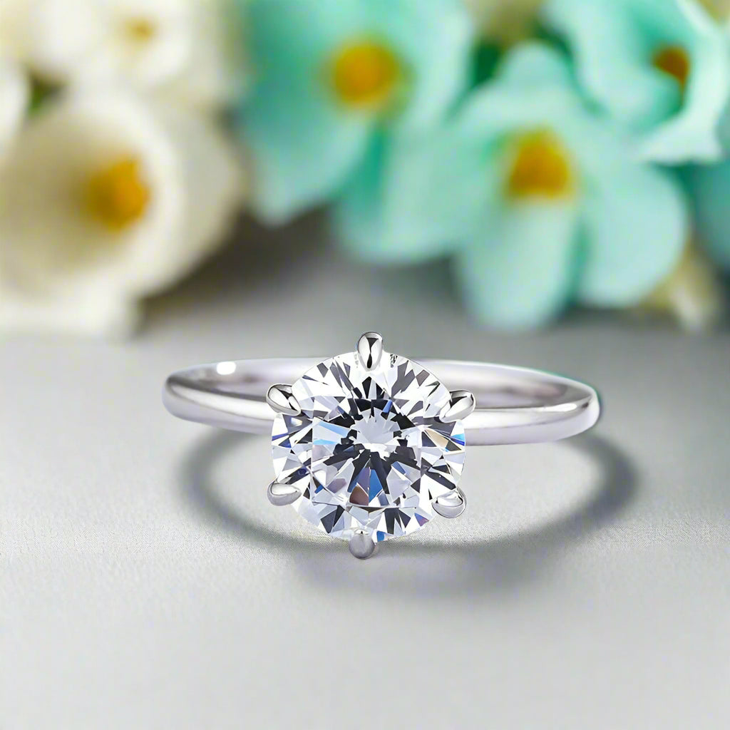 2.0 ct Round Cut Diamond White Gold Engagement Ring-Evani Naomi Jewelry