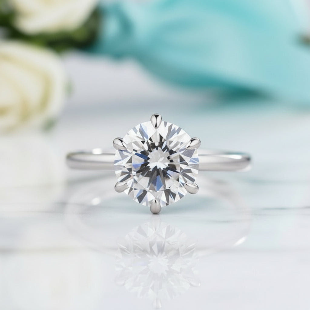 2.0 ct Round Cut Diamond White Gold Engagement Ring-Evani Jewelry