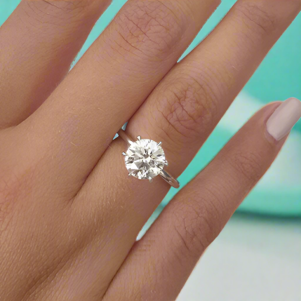 2.0 ct Round Cut Diamond White Gold Engagement Ring-Evani Naomi Jewelry