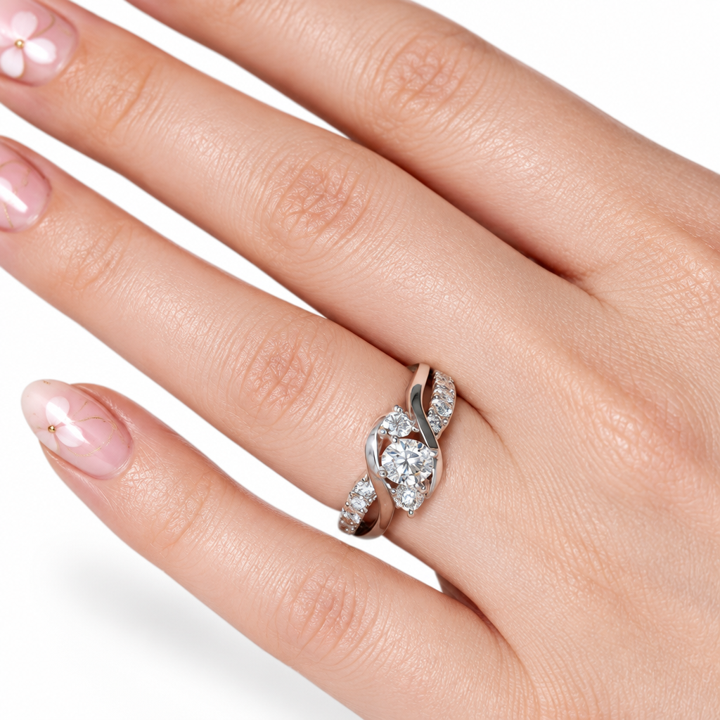 2.0 ct Round Cut Three Stone Diamond Twisted Engagement Ring-Evani Jewelry