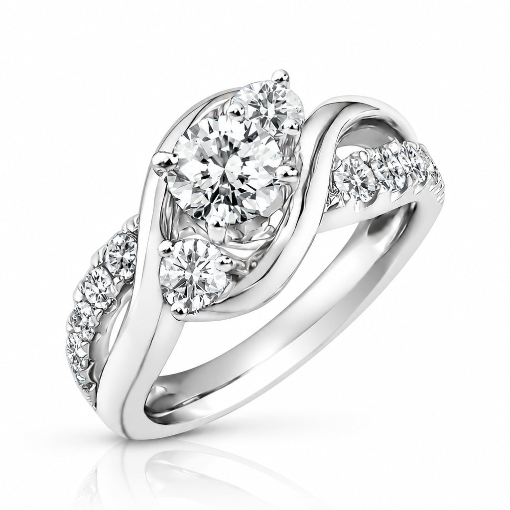 2.0 ct Round Cut Three Stone Diamond Twisted Engagement Ring-Evani Jewelry
