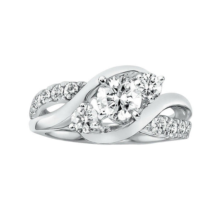 2.0 ct Round Cut Three Stone Diamond Twisted Engagement Ring-Evani Naomi Jewelry