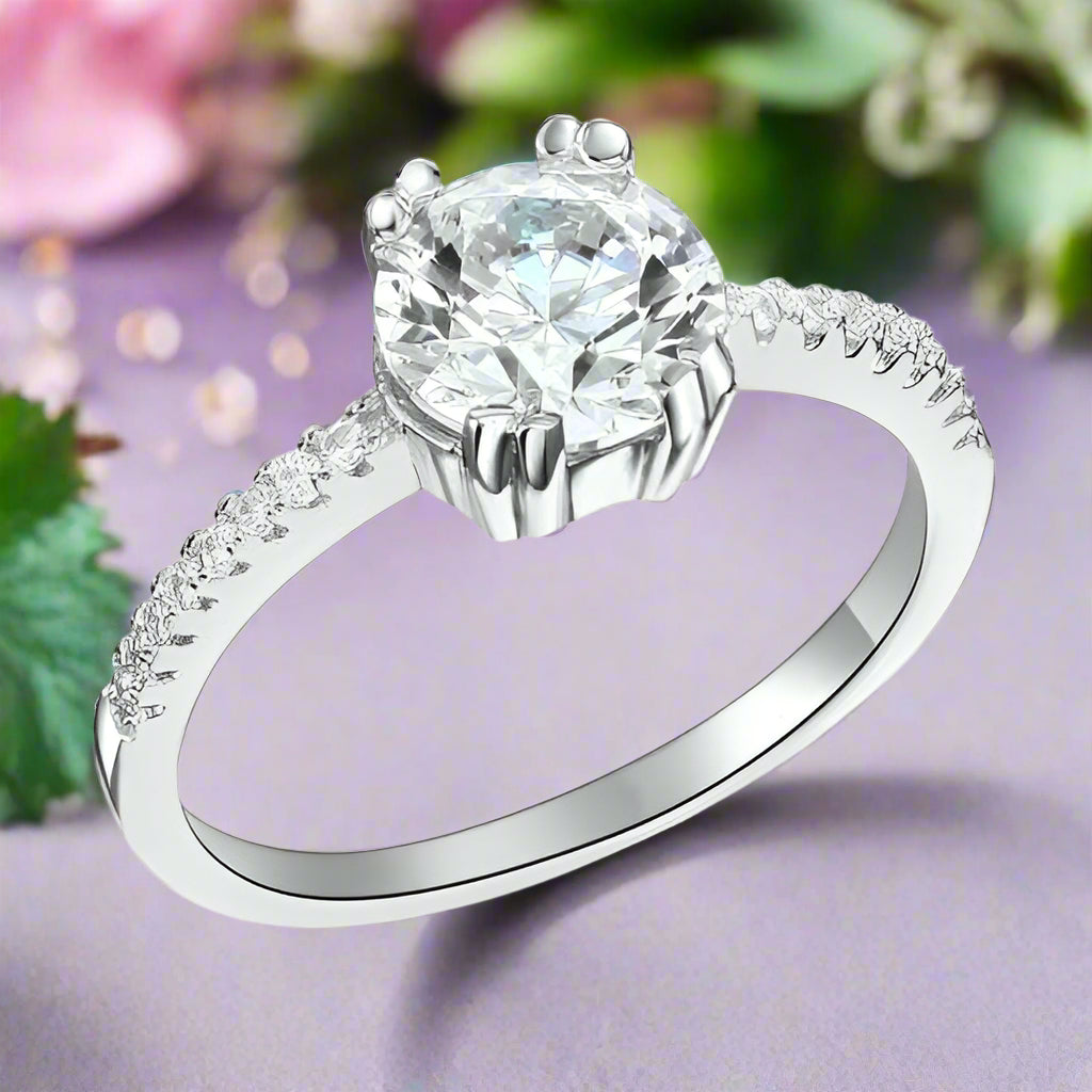 2.00 ct Half Eternity Diamond Engagement Ring-Evani Naomi Jewelry