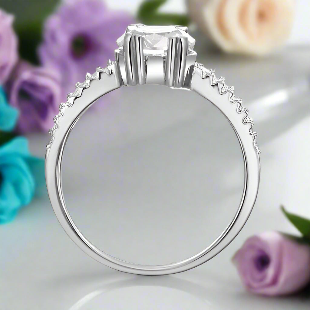 2.00 ct Half Eternity Diamond Engagement Ring-Evani Naomi Jewelry