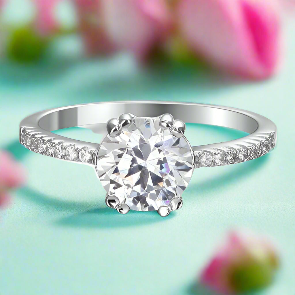 2.00 ct Half Eternity Diamond Engagement Ring-Evani Naomi Jewelry