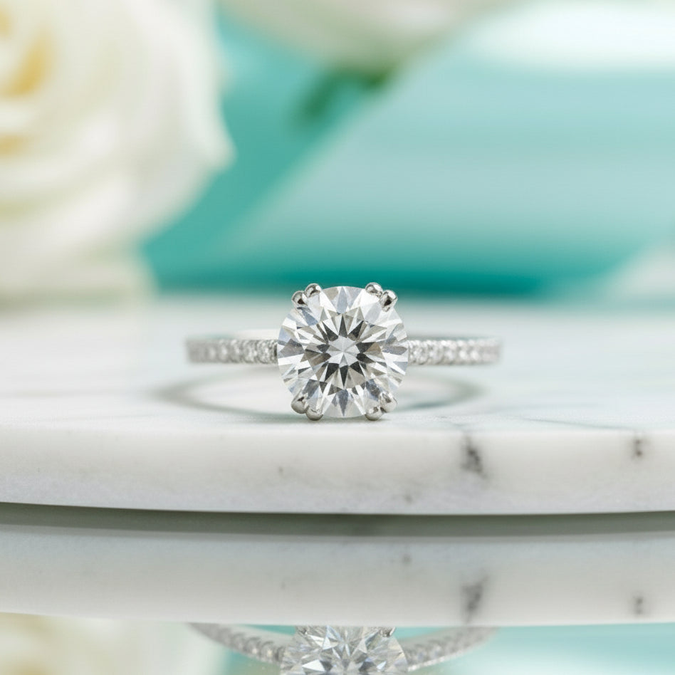 2.00 ct Half Eternity Diamond Engagement Ring-Evani Jewelry