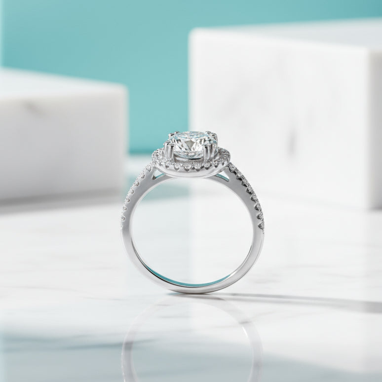 2.00 ct Round-cut Diamond Birthstone Halo Ring-Evani Jewelry