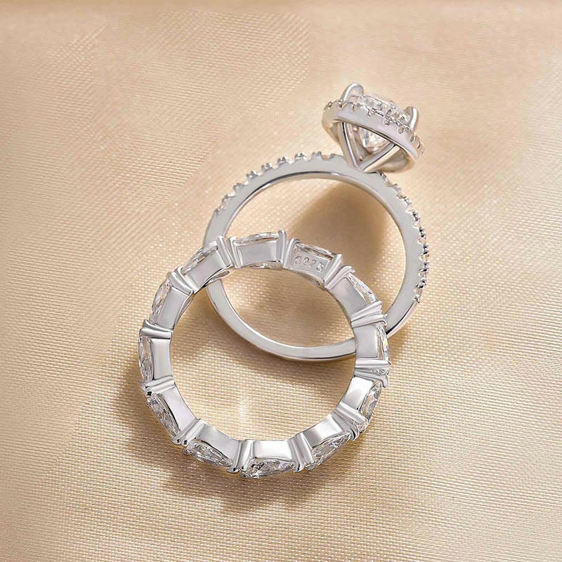 2.2 Ct Halo Pear Cut Wedding Ring Set-Evani Naomi Jewelry