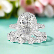 2.2 Ct Halo Pear Cut Wedding Ring Set-Evani Naomi Jewelry