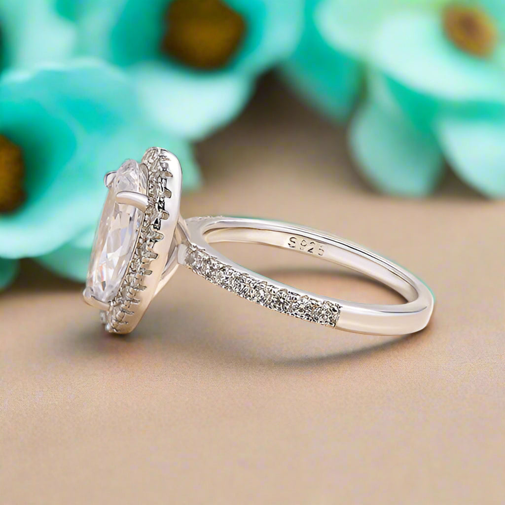2.2 Ct Pear Cut Halo Diamond Engagement Ring-Evani Naomi Jewelry