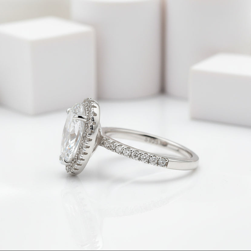 2.2 Ct Pear Cut Halo Diamond Engagement Ring-Evani Jewelry