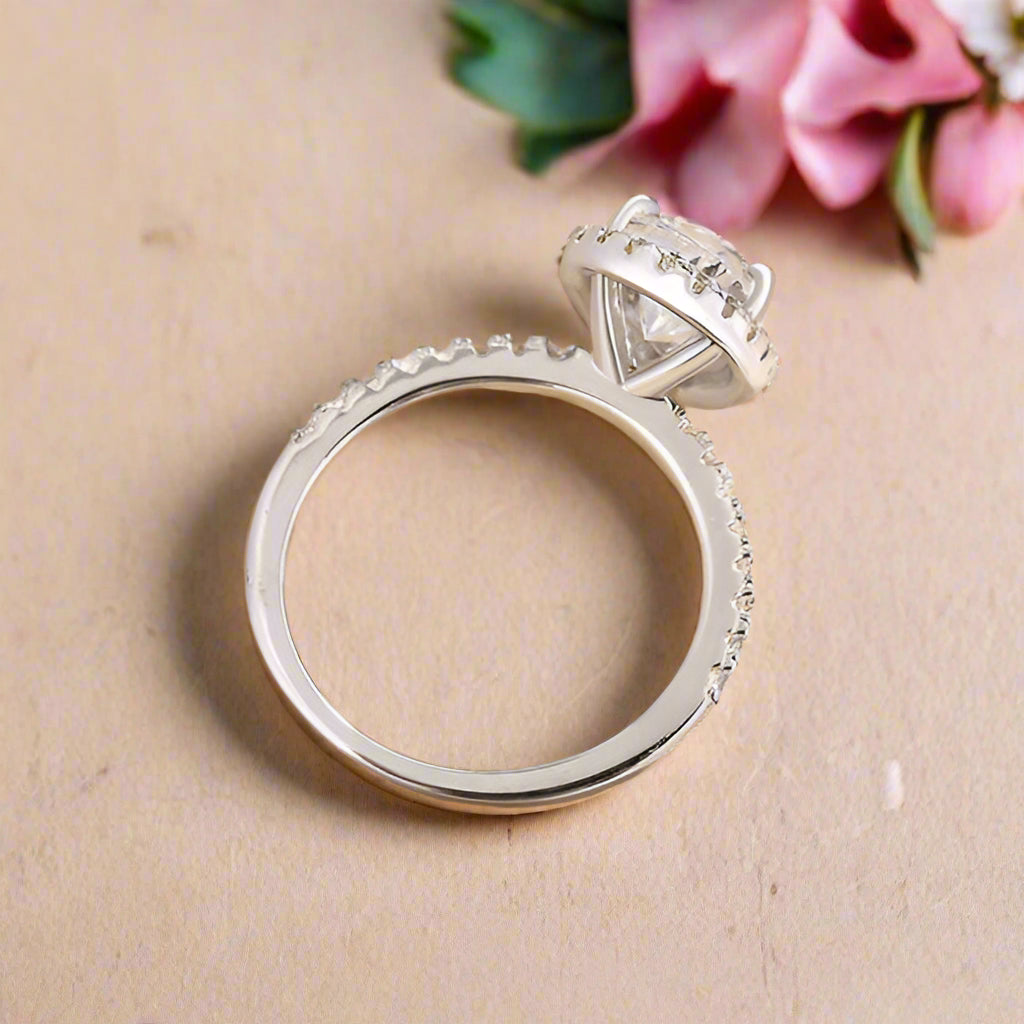 2.2 Ct Pear Cut Halo Diamond Engagement Ring-Evani Naomi Jewelry