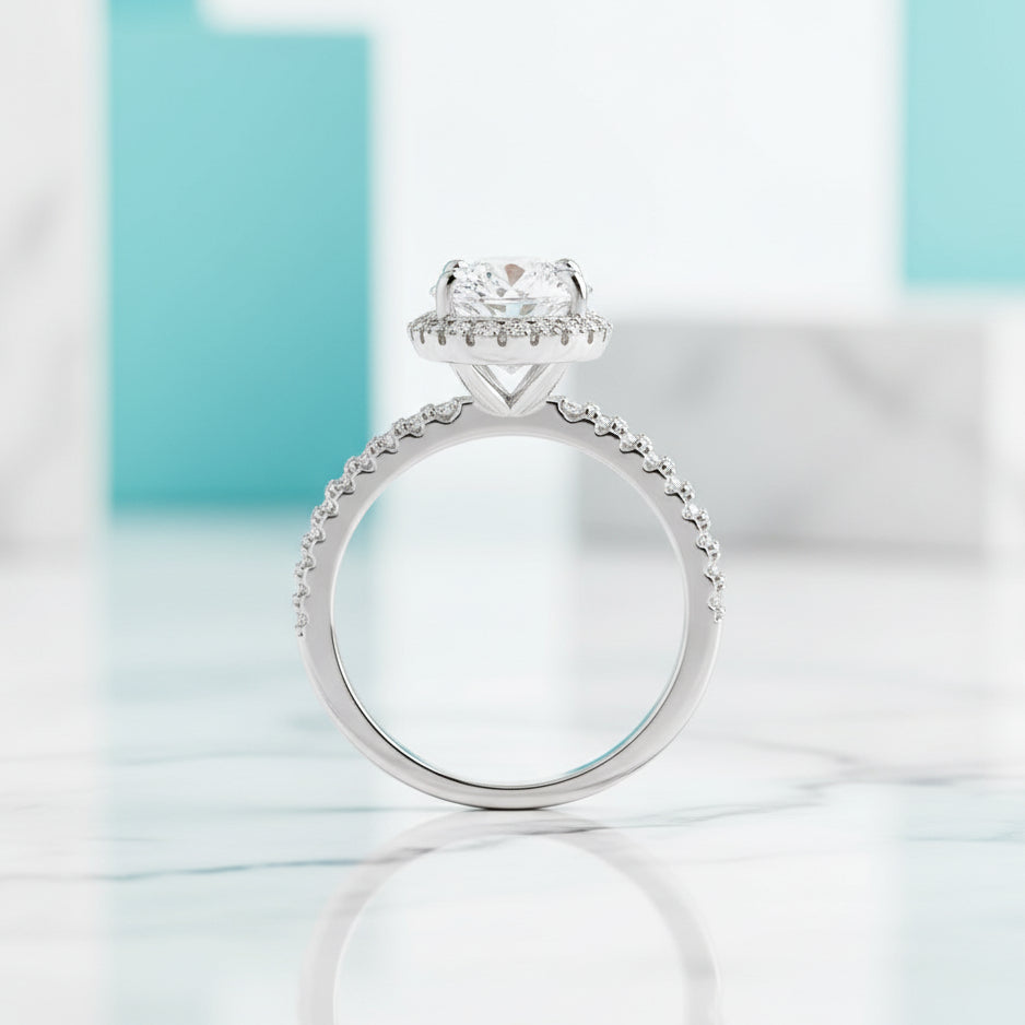 2.2 Ct Pear Cut Halo Diamond Engagement Ring-Evani Jewelry