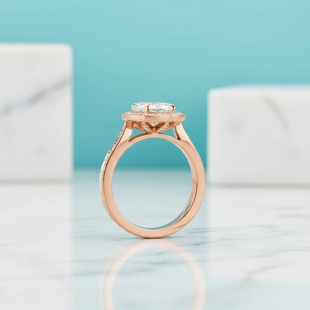 2.30 ct Oval Cut Diamond 14k Rose Gold Engagement Ring-Evani Naomi Jewelry