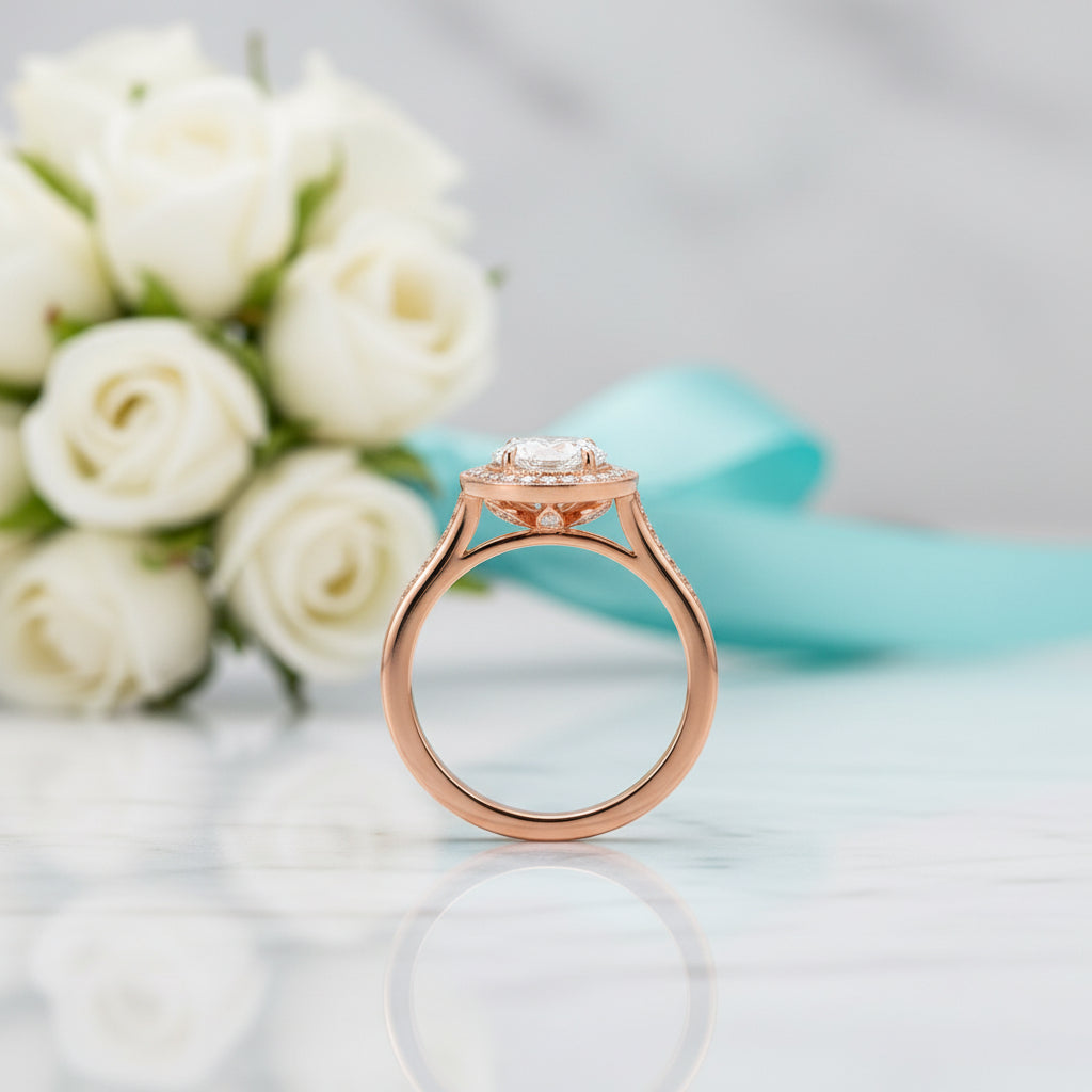 2.30 ct Oval Cut Diamond 14k Rose Gold Engagement Ring-Evani Naomi Jewelry