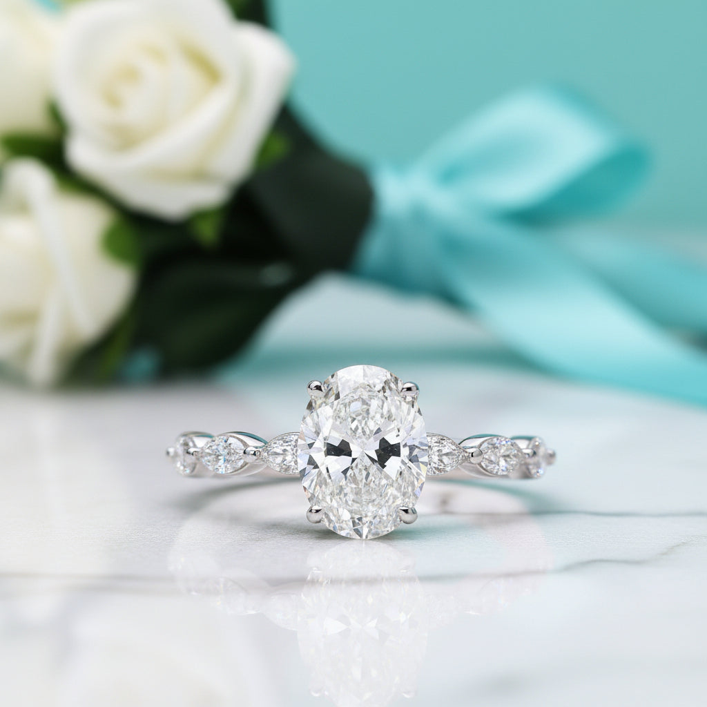 2.30 ct Oval Cut Diamond 14K White Gold Engagement Ring-Evani Jewelry