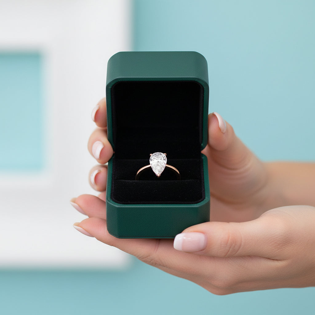 2.30 ct Pear Shaped Diamond 14K Rose Gold Engagement Ring-Evani Jewelry