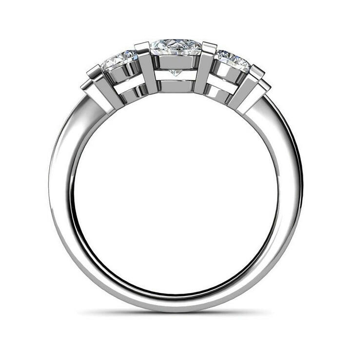 2.4 Ct Round Cut Three Stone Diamond Bar Engagement Ring-Evani Naomi Jewelry