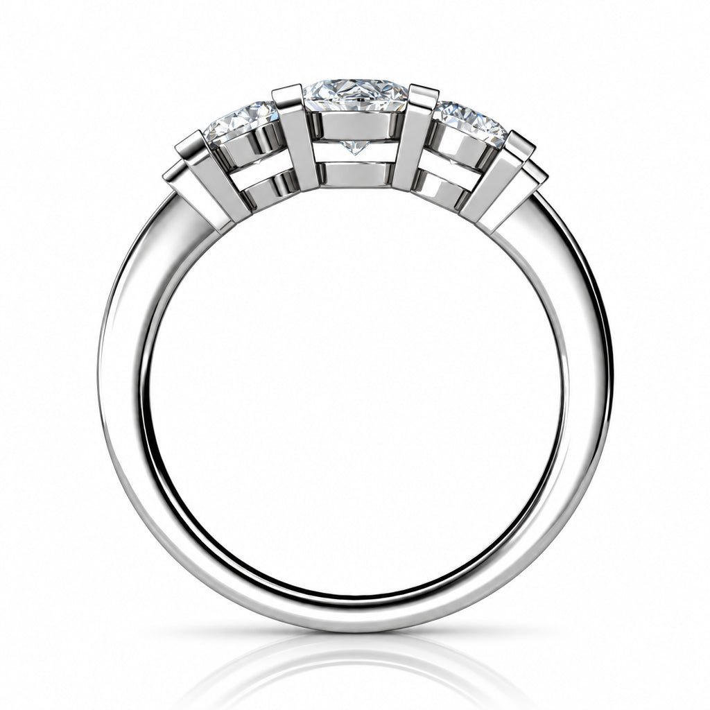 2.4 Ct Round Cut Three Stone Diamond Bar Engagement Ring-Evani Jewelry