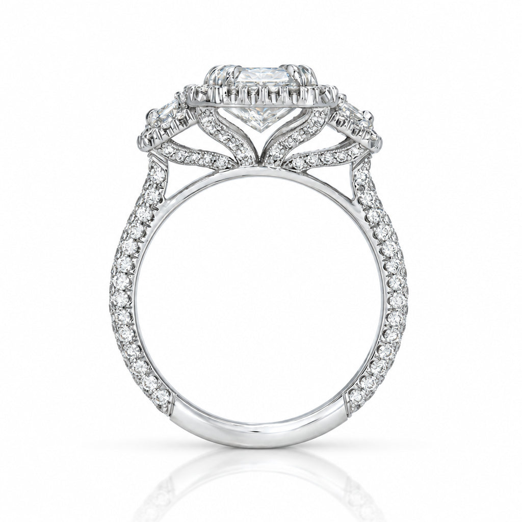 2.5 Ct Radiant Cut Three Stone Engagement Ring-Evani Jewelry