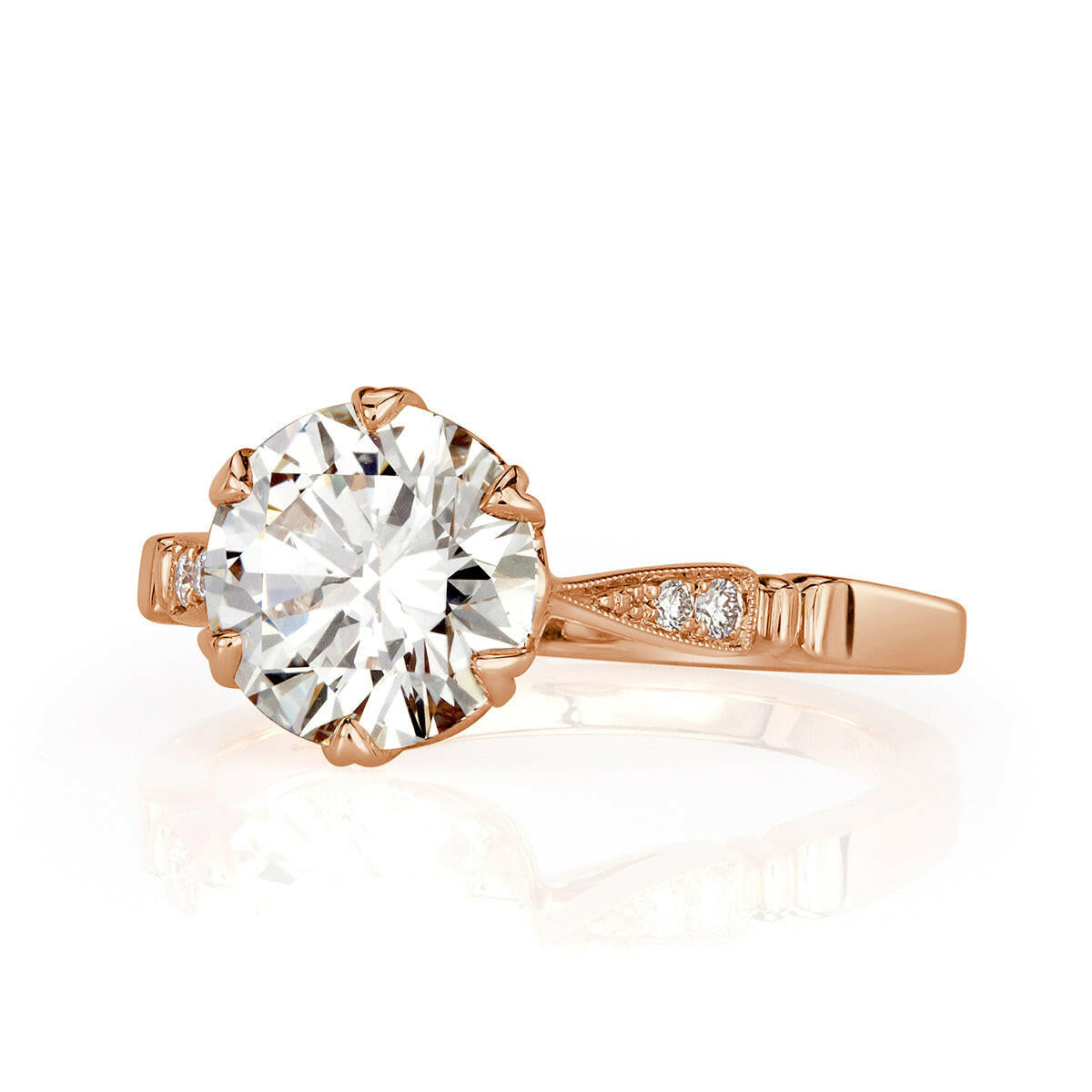 2.5 ct Round Brilliant Cut Diamond 14k Rose Gold Engagement Ring-Evani Naomi Jewelry