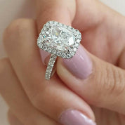 2.50 ct Cushion Cut Diamond 14k White Halo Engagement Ring-Evani Naomi Jewelry