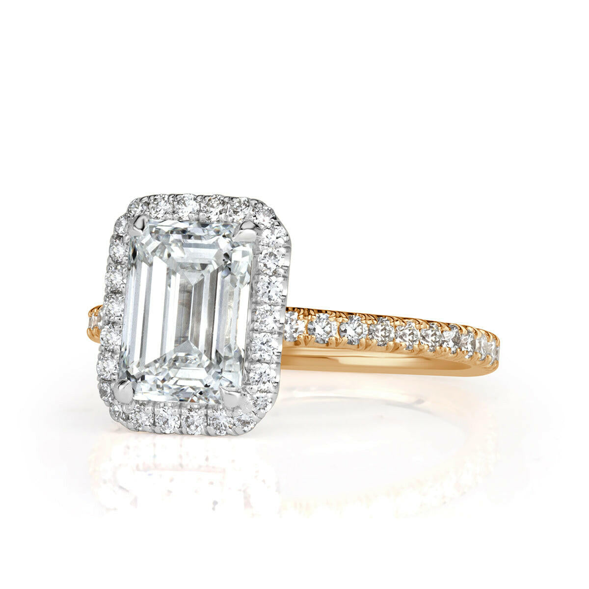 2.50 ct Emerald Cut Diamond Two Tone 14k Gold Engagement Ring-Evani Naomi Jewelry