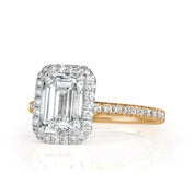 2.50 ct Emerald Cut Diamond Two Tone 14k Gold Engagement Ring-Evani Naomi Jewelry