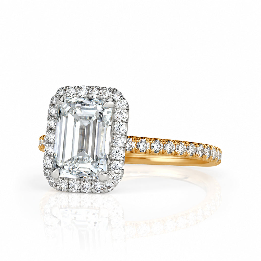2.50 ct Emerald Cut Alexandrite Two Tone 14k Gold Engagement Ring-Evani Jewelry