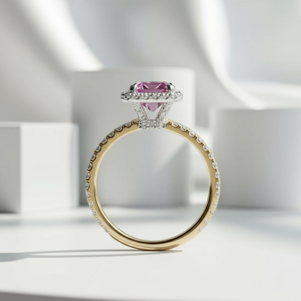 2.50 ct Emerald Cut Diamond Two Tone 14k Gold Engagement Ring-Evani Naomi Jewelry