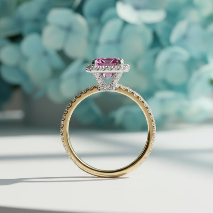 2.50 ct Emerald Cut Diamond Two Tone 14k Gold Engagement Ring-Evani Naomi Jewelry
