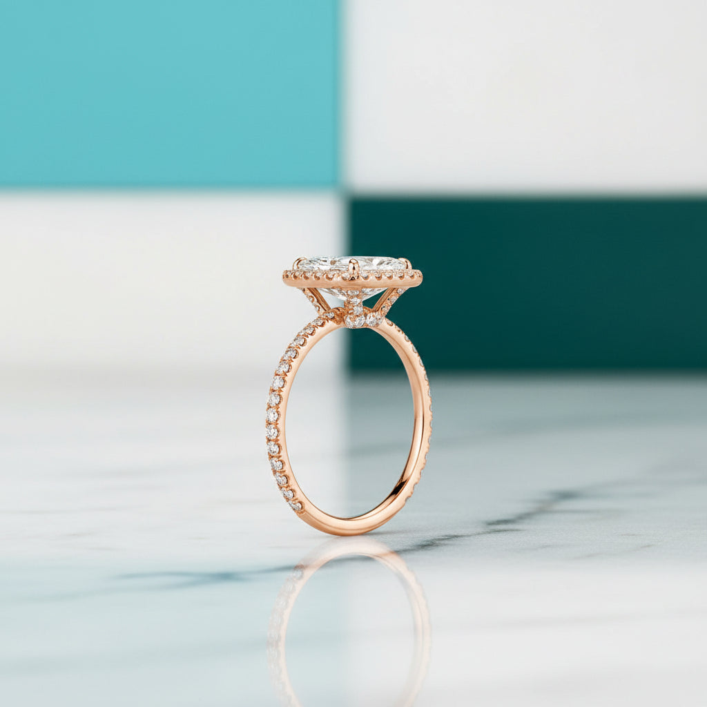 2.50 ct Halo Radiant Cut Diamond Engagement Ring-Evani Jewelry