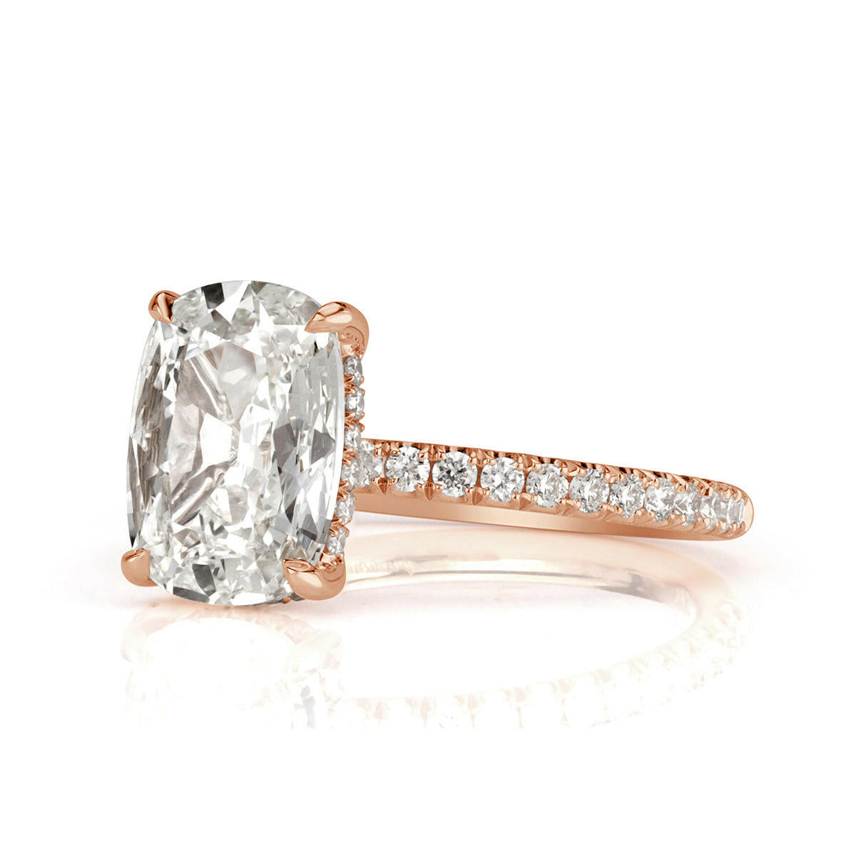 2.50 ct Old Mine Cut Diamond 14k Rose Gold Engagement Ring-Evani Naomi Jewelry