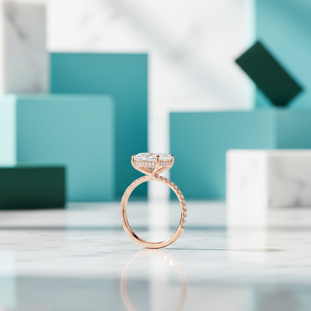2.50 ct Old Mine Cut Diamond 14K Rose Gold Engagement Ring-Evani Jewelry