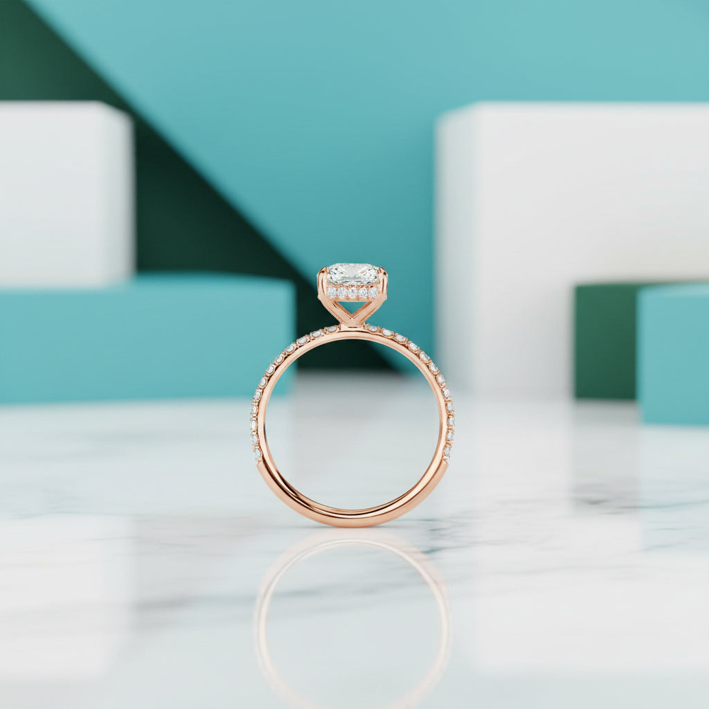 2.50 ct Old Mine Cut Diamond 14K Rose Gold Engagement Ring-Evani Jewelry