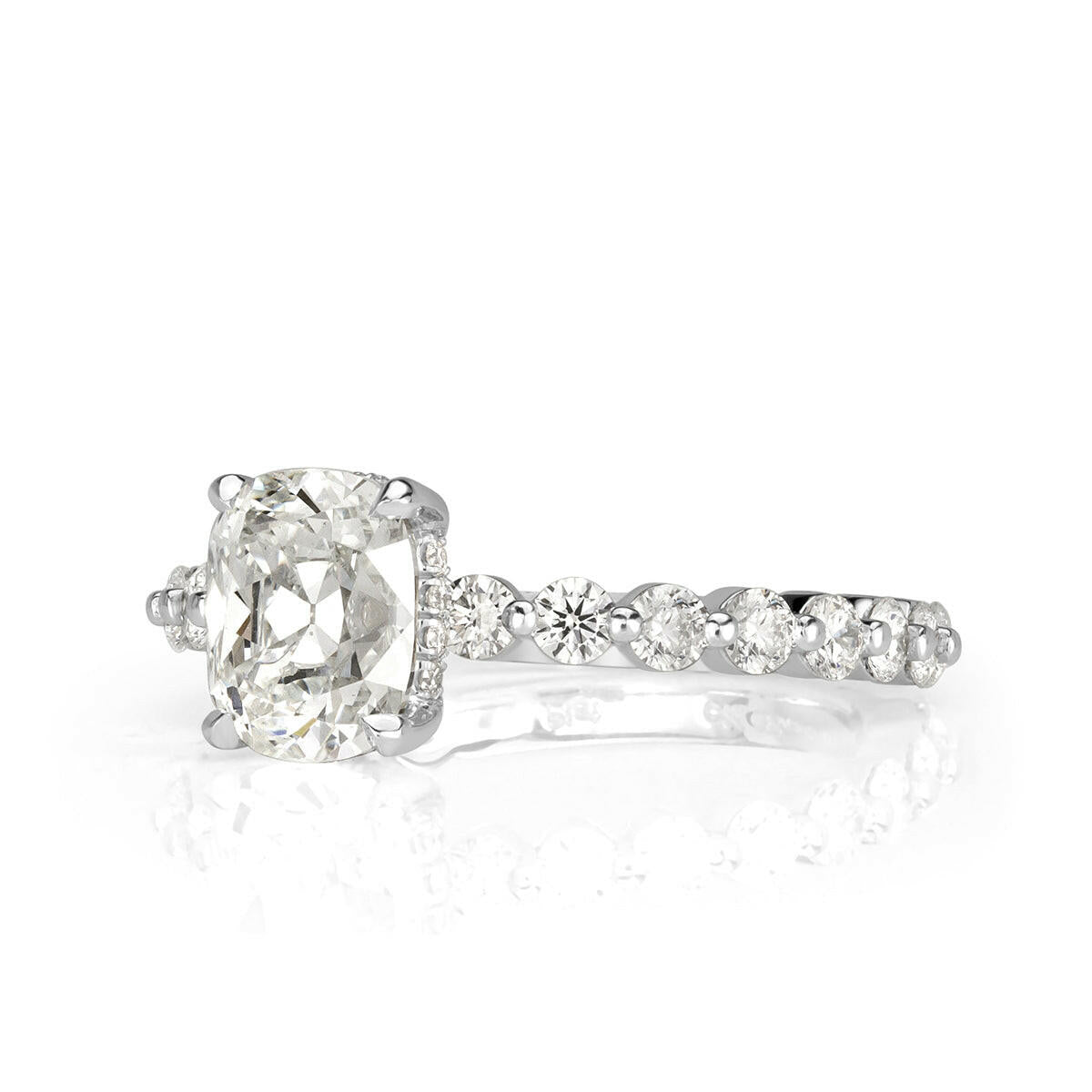 2.50 ct Old Mine Cut Diamond 14k White Gold Engagement Ring-Evani Naomi Jewelry
