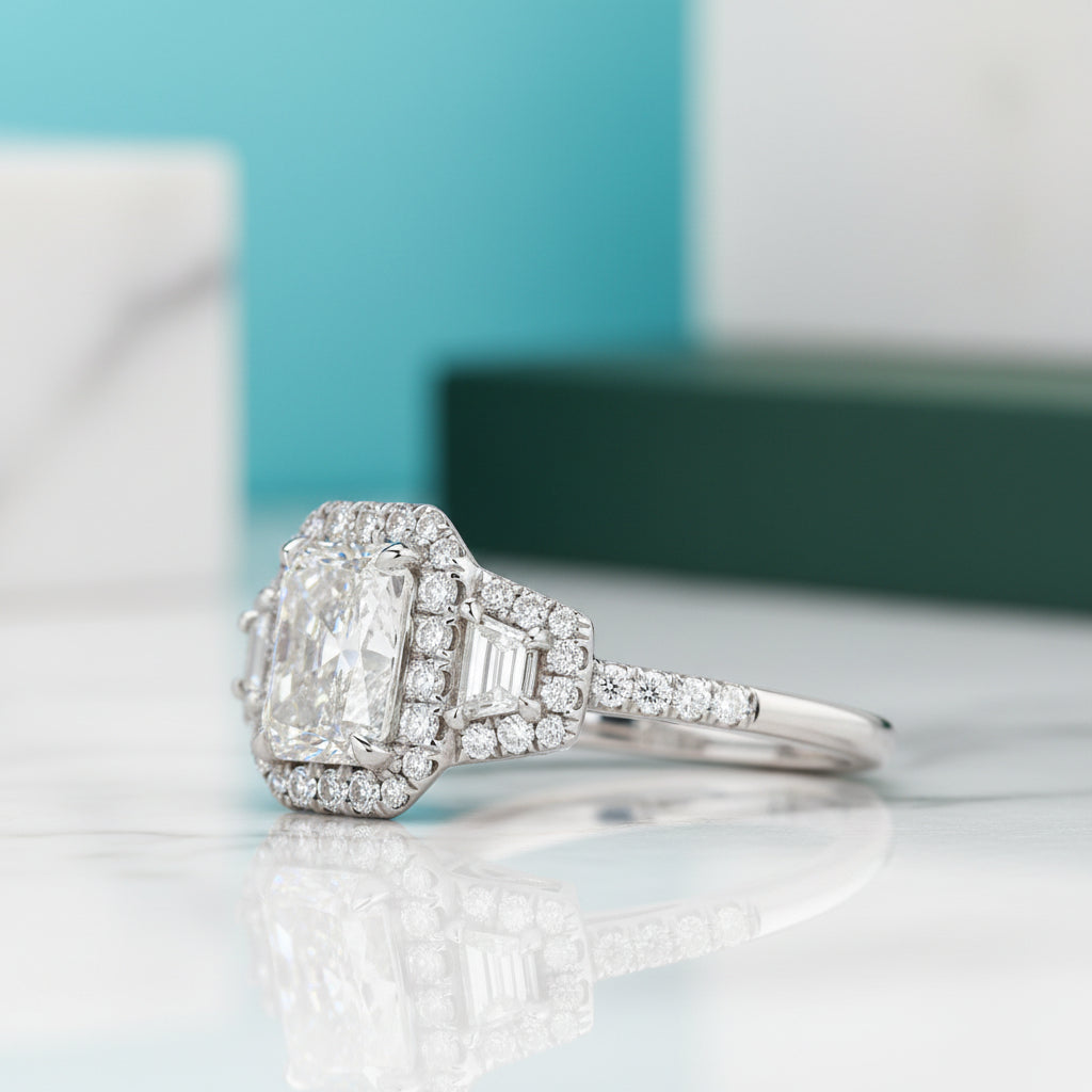 2.50 ct Radiant Cut Diamond 14k White Gold Engagement Ring-Evani Jewelry
